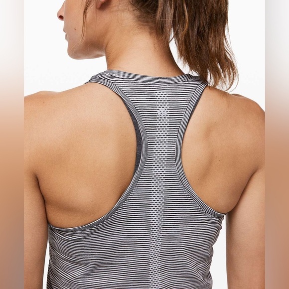 Lululemon swiftly black and white striped tank, size 2 - Picture 3 of 11